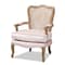 Baxton Studio Vallea Pink Velvet Upholstered White-Washed Oak Wood Armchair 156-9493 - alternate 1